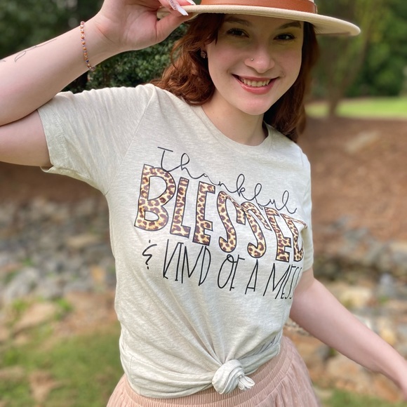 BELLA CANVAS Thankful Blessed & kind of a Mess Tee - Picture 4 of 6